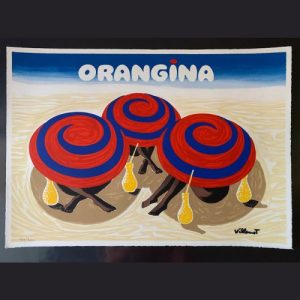 Affiche litho numérotée Villemot – Les Trois Parasols