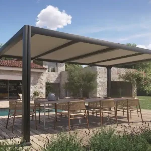 Pergola autoportée aluminium bioclimatique 3.5×5 dbles pieds AUSTIN – Couleurs du monde