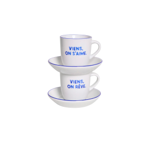 SET DE TASSES + SOUS TASSES VIENS ON S’AIME – BLEU