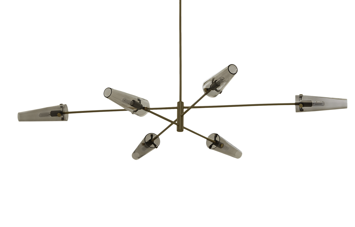 Suspension Axis 6 – Bronze & Verre fumé