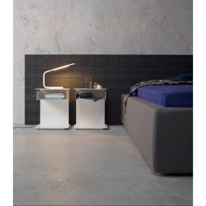 Chevet Foglio – 40/30 cm – Métal blanc